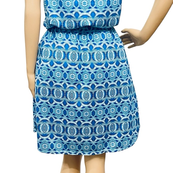 Cabana Life Dress Preppy Blue Geo Cinche/Adjustable/Waist UPF 50+ Cover-Up Sz L - Picture 8 of 12